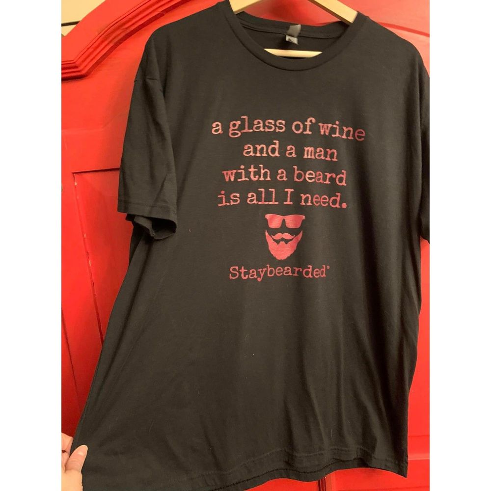 Next Level Apparel Size XL Stay Bearded Tee Shirt Wine & Bearded Man All I Need
